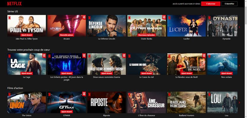 Contenus netflix diffués en novembre 2024