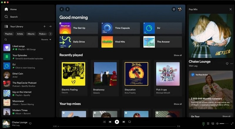 interface de spotify