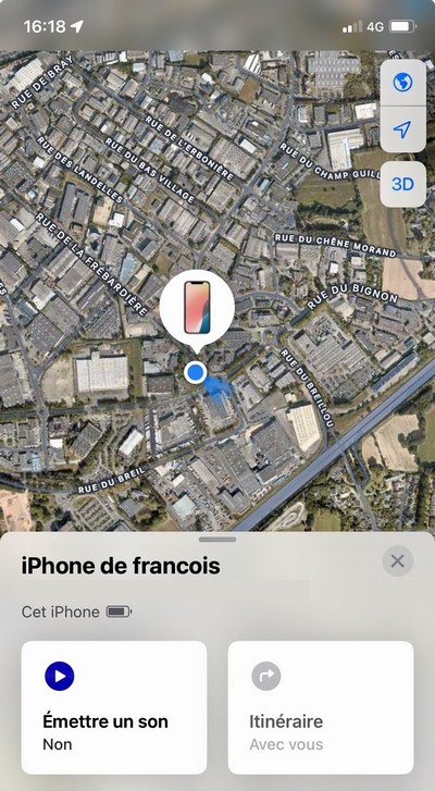 L'application Localiser d'Apple pour trouver son iPhone sur une carte GPS